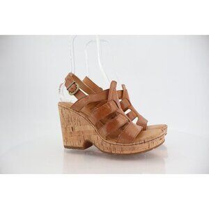 Born Bernese Womens Sandal Size 10 Brown Leather Wedge Heel Open Toe Retro Caged